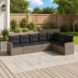 Modular 7-Piece Grey Rattan Garden Sofa Set