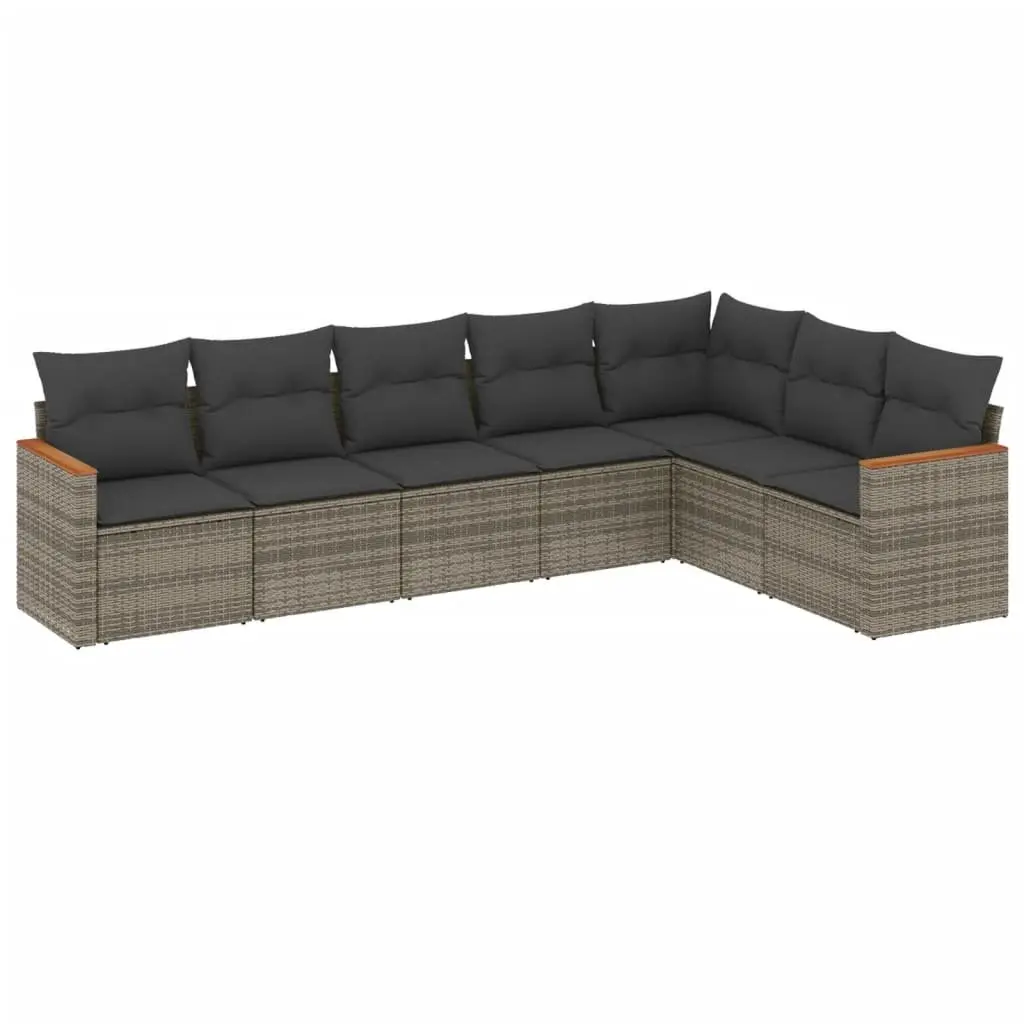 Garden Sofa Set PE Rattan 7 Piece Outdoor Furniture Grey Modular Lounge