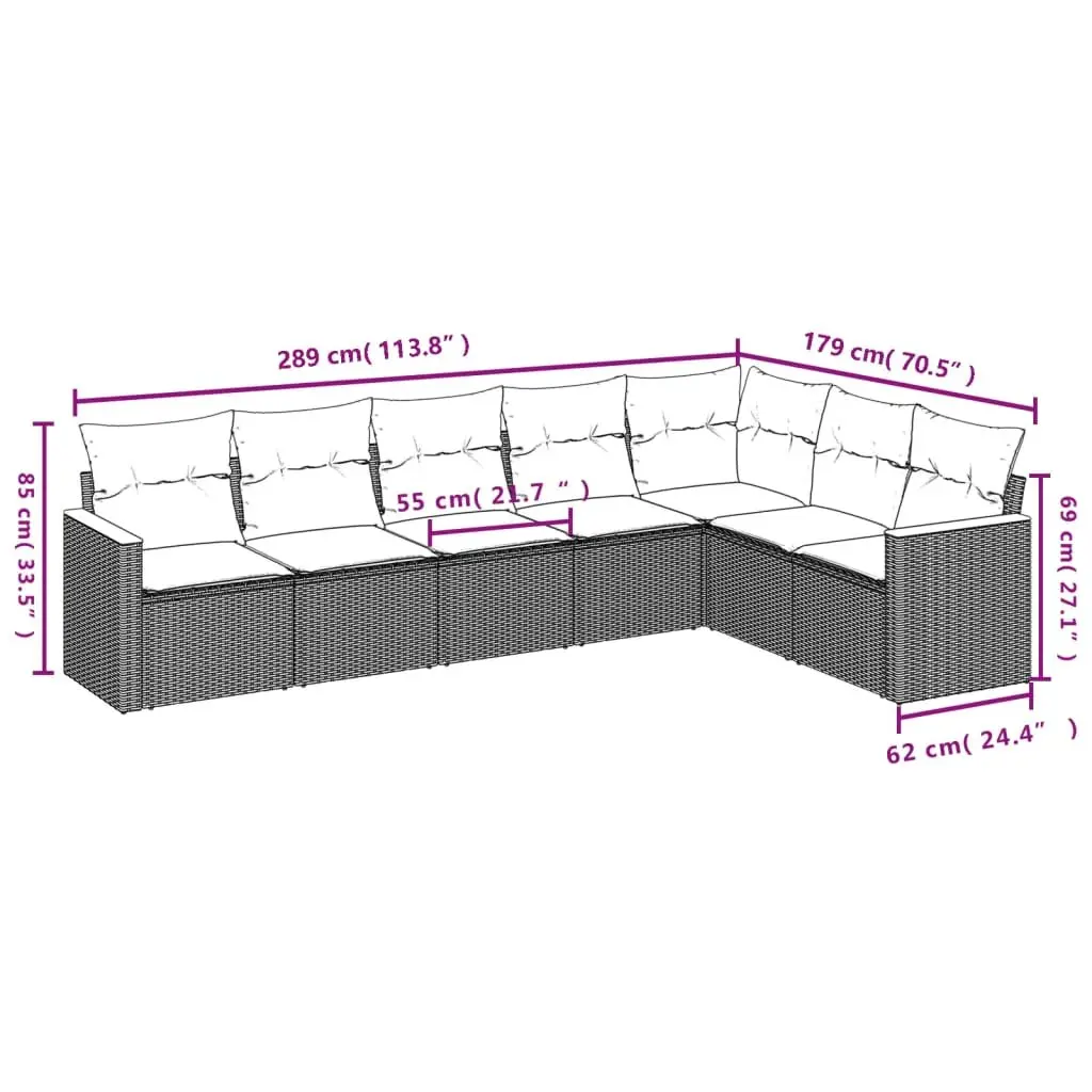 Garden Sofa Set PE Rattan 7 Piece Outdoor Furniture Grey Modular Lounge