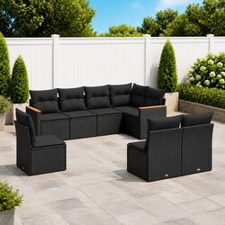 Sturdy 8-Piece Black Garden Sofa Set for Outdoor Living