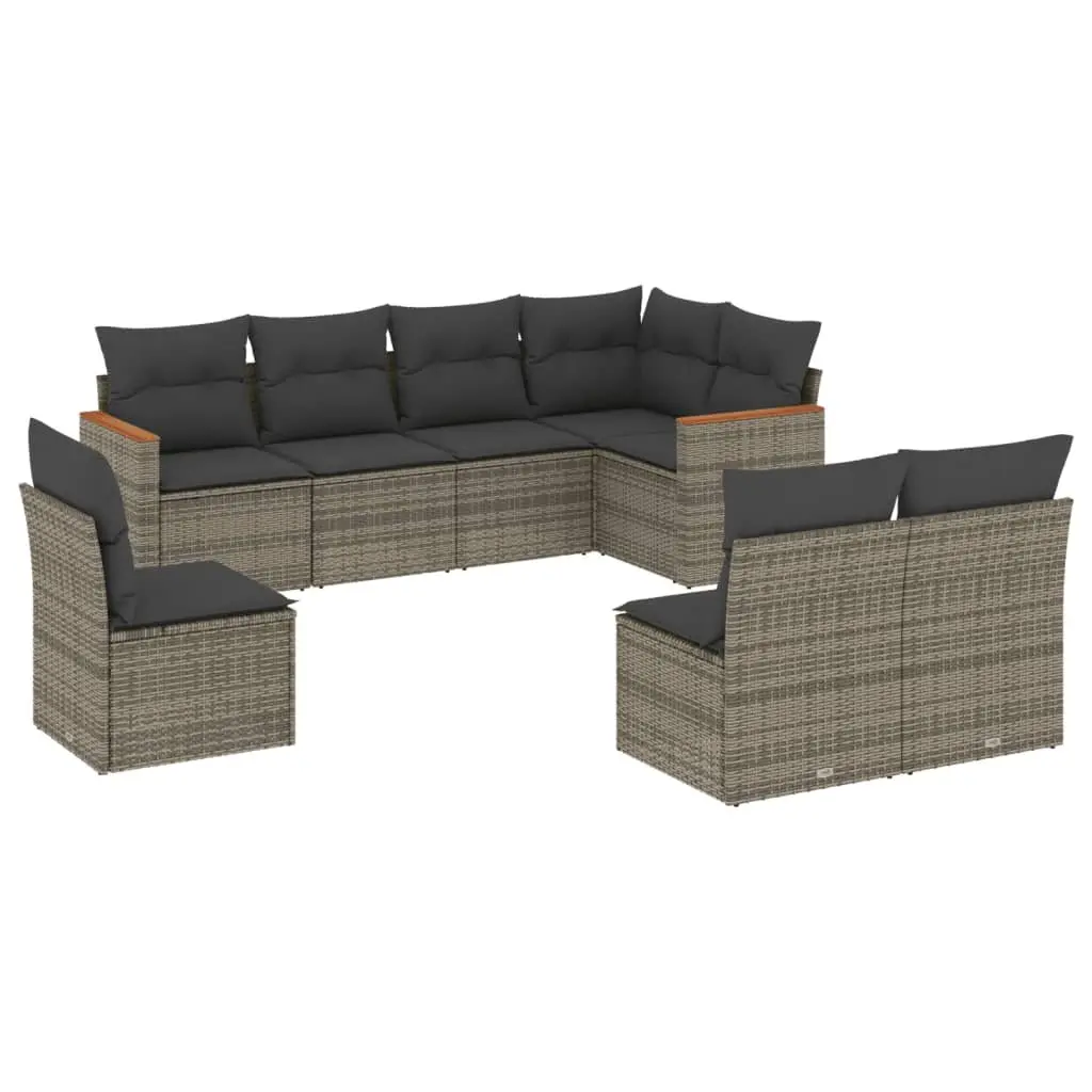 Garden Sofa Set PE Rattan 8 Piece Outdoor Furniture Patio Seating Grey