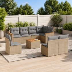 Durable 9 Piece Outdoor Garden Sofa Set with Cushions