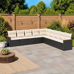 Quality Garden Sofa Set 9 Piece Outdoor Furniture in Black