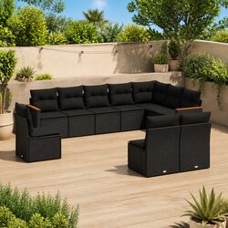 10-Piece Black Modular Outdoor Furniture Sofa Set