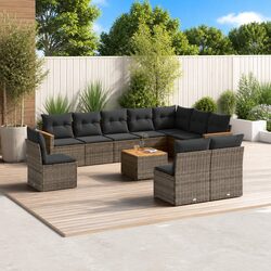 11-Piece Grey Garden Sofa Set for Outdoor Relaxation