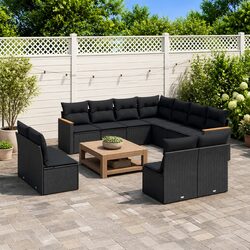 Premium 11 Piece Modular Black Rattan Garden Sofa Set