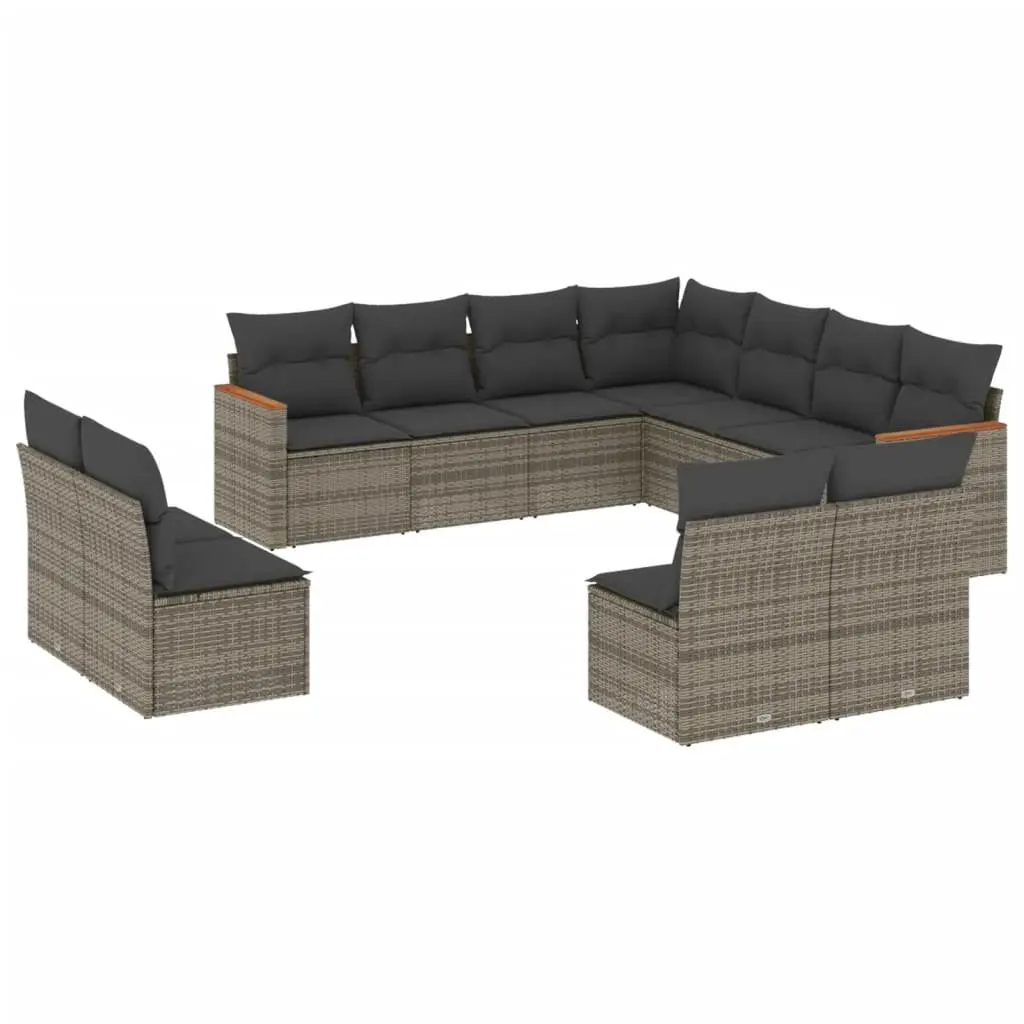 Modular 11 Piece Garden Sofa Set with Grey Cushions