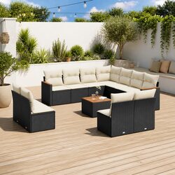 12-Piece Black Modular Garden Sofa Set for Outdoor Use