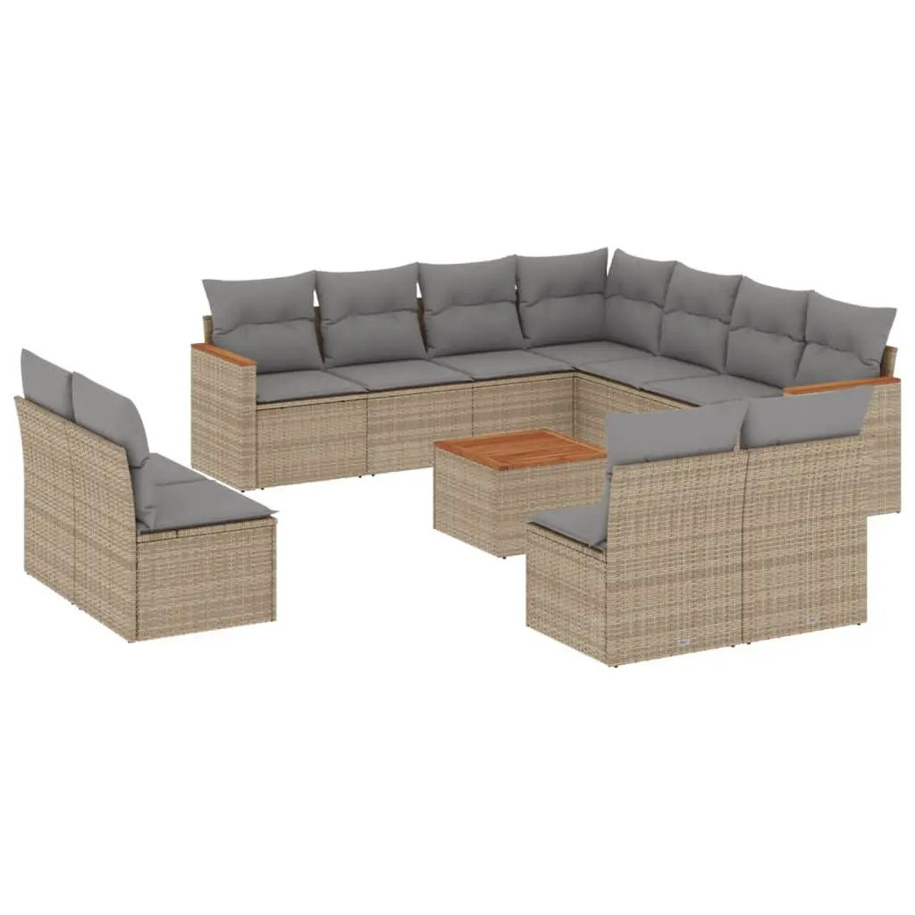 12 Piece Outdoor Sofa Set in Beige Poly Rattan