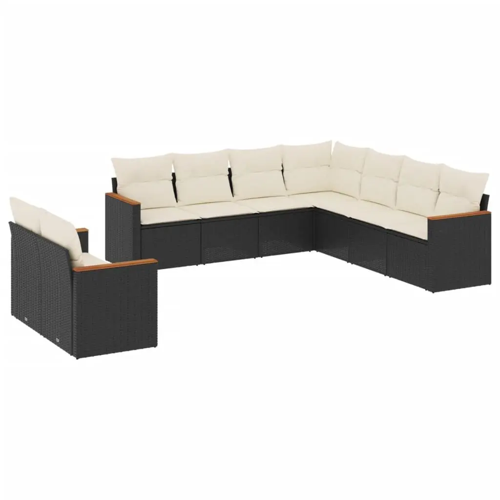 Black Modular 9-Piece Outdoor Garden Sofa Set