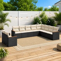 Premium 10-Piece Modular Garden Sofa Set in Black