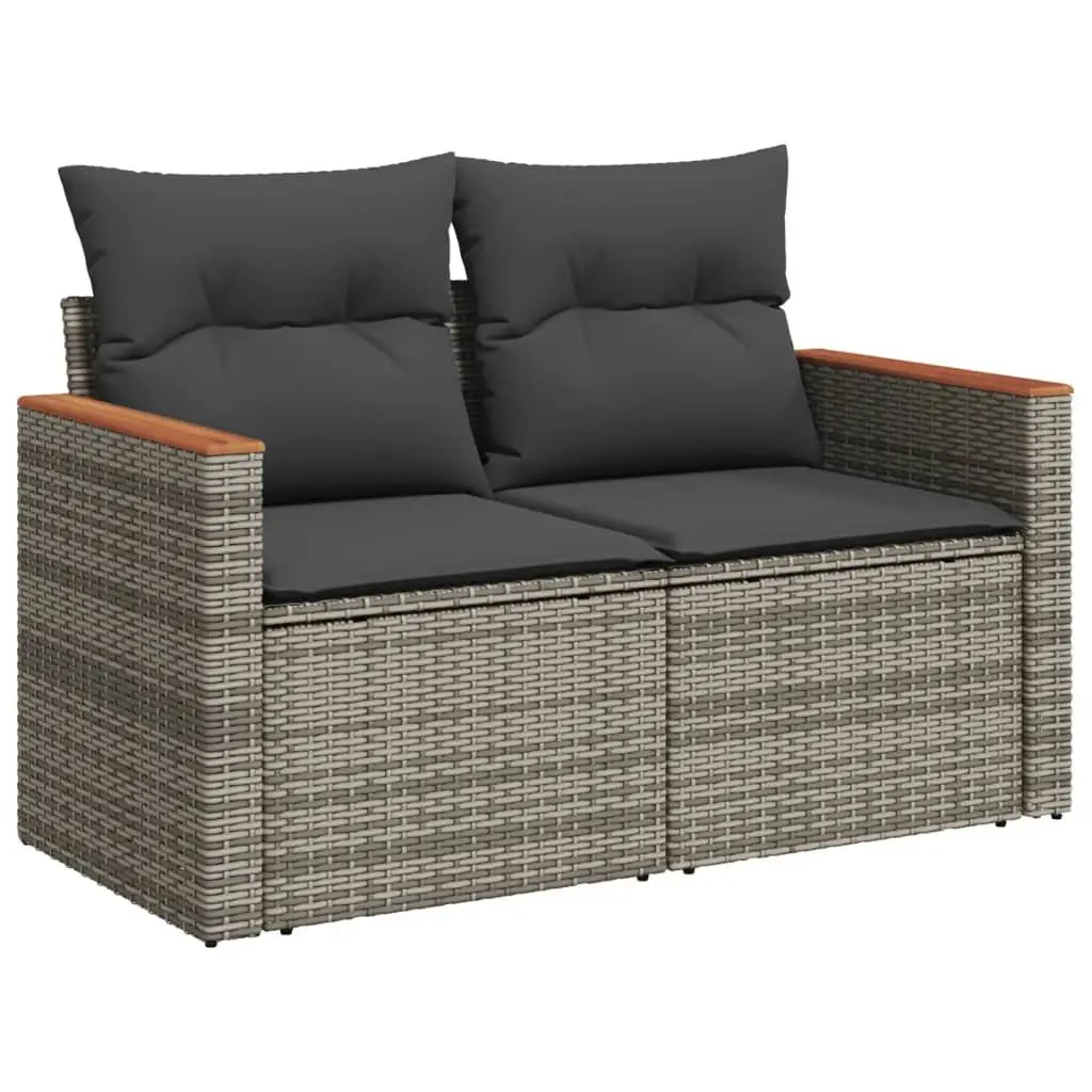 Garden Sofa Set PE Rattan 11 Piece Grey Modular Outdoor Furniture