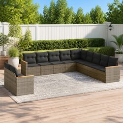 Premium 11 Piece Garden Sofa Set with Grey Rattan