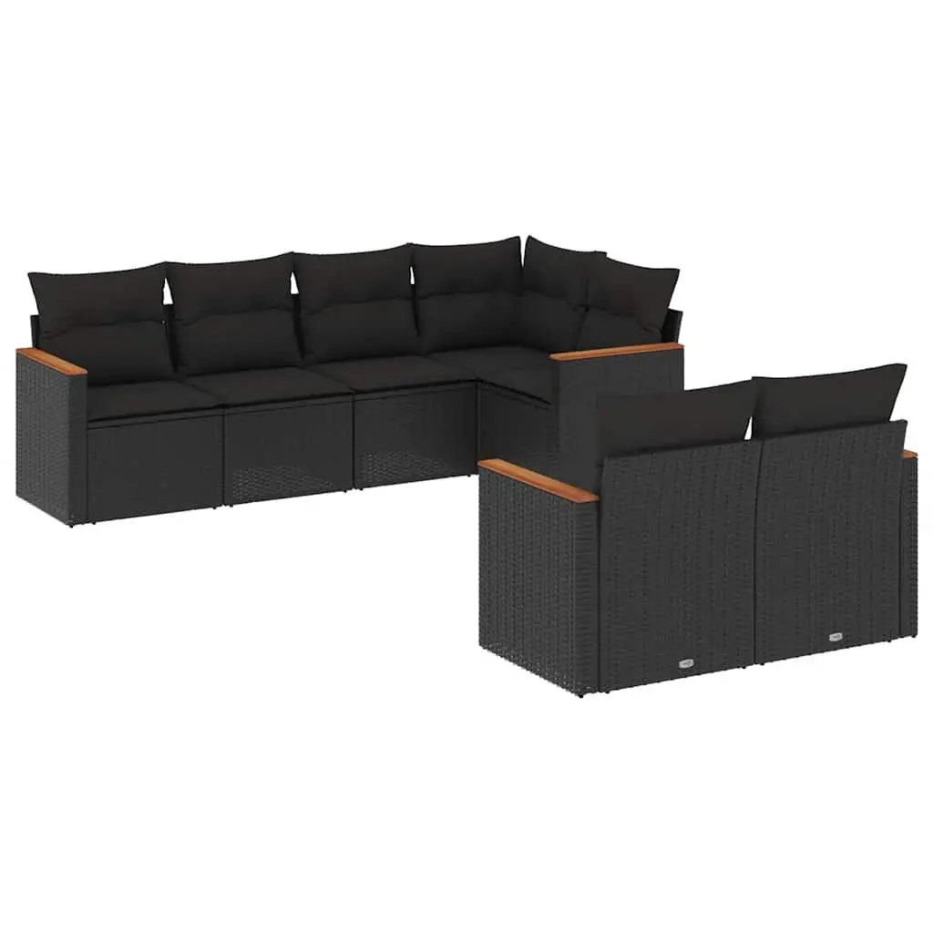 Outdoor Sofa Set PE Poly Rattan 7 Piece Black Modular
