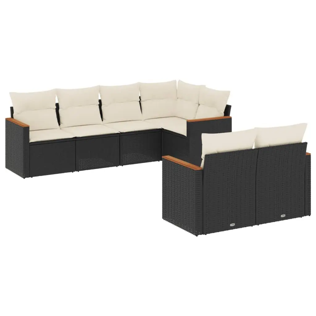 Garden Sofa Set 7 Piece Outdoor Furniture Black Poly Rattan Patio Modular