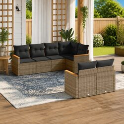 Durable 7 Piece Grey Rattan Garden Sofa Set for Outdoor