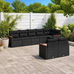 Black Modular 8-Piece Outdoor Sofa Set for Patio