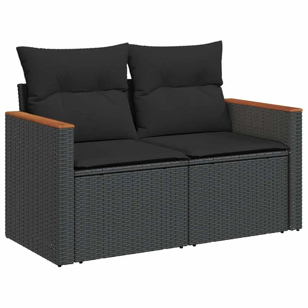 Black Modular 8-Piece Outdoor Sofa Set for Patio