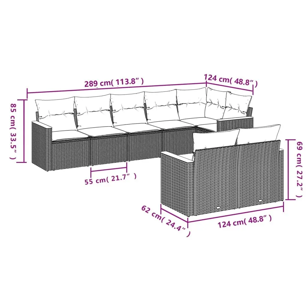 8-Piece Modular Garden Sofa Set for Outdoor Relaxation