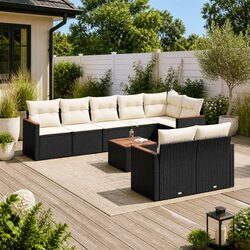 Black 9 Piece Modular Garden Sofa Set for Outdoor Spaces