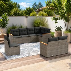 Grey Modular 8-Piece Outdoor Garden Sofa Set