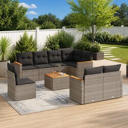 Durable 9 Piece Modular Garden Sofa Set in Grey