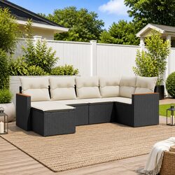 6-Piece Black Modular Garden Sofa Set for Outdoor Relaxation