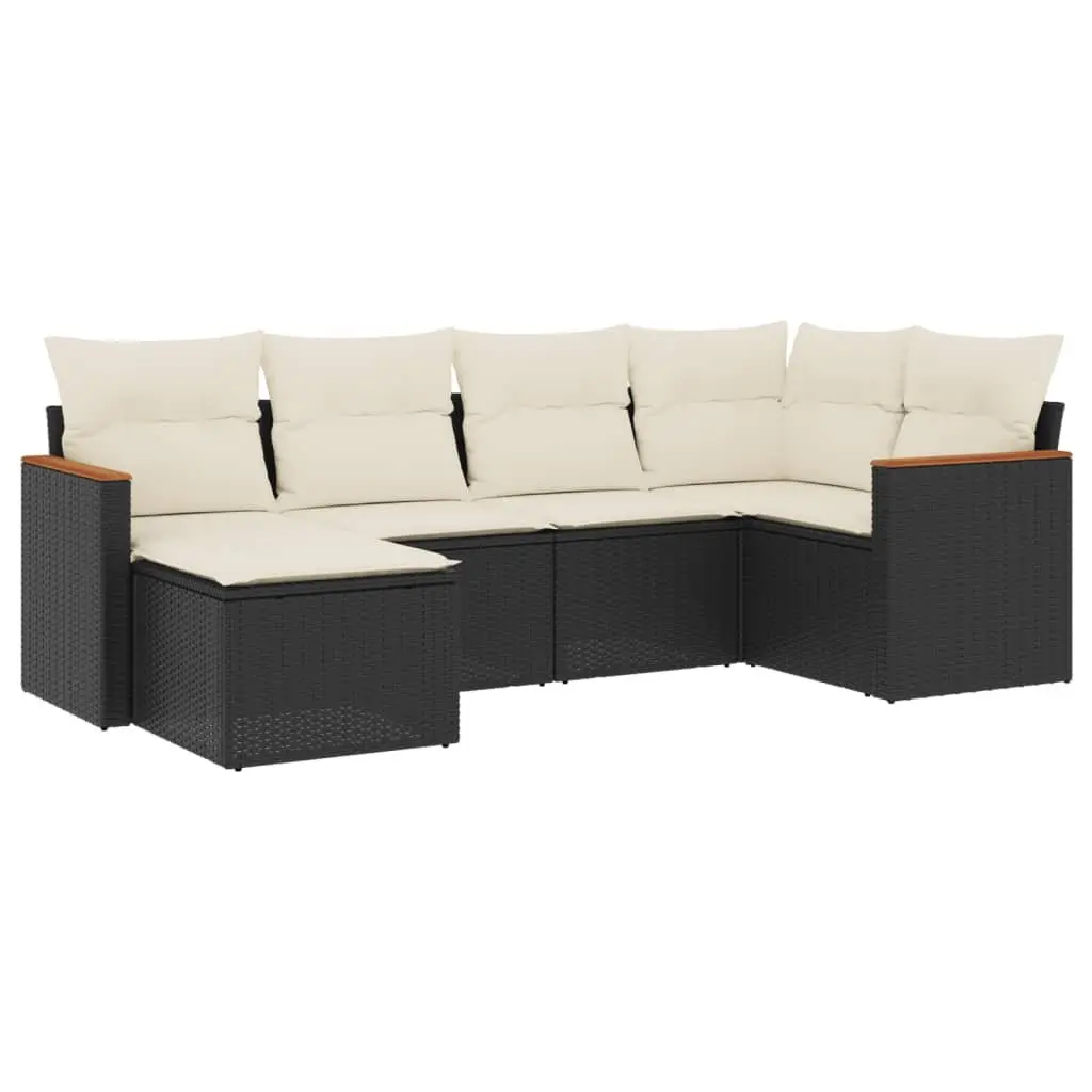 6-Piece Black Modular Garden Sofa Set for Outdoor Relaxation