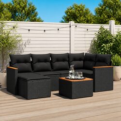 Black 7-Piece Garden Sofa Set for Outdoor Relaxation