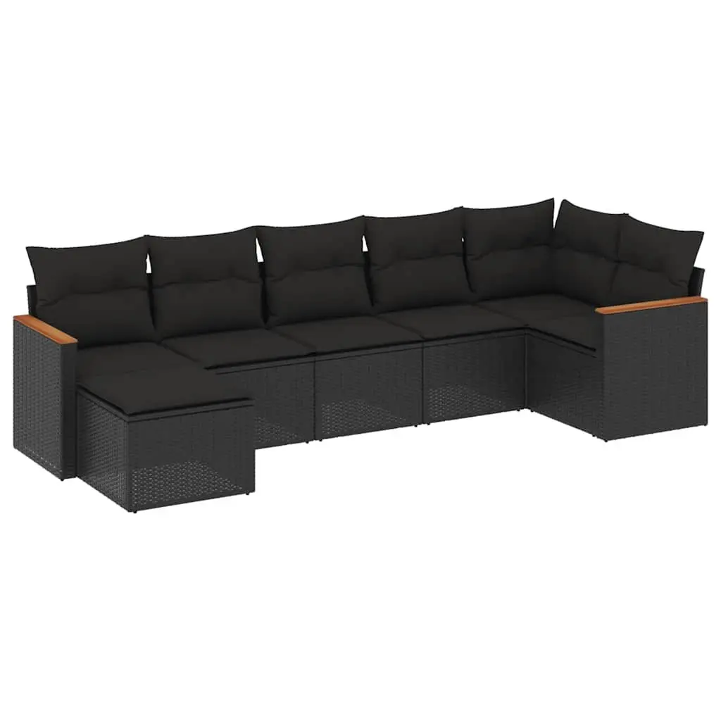 Garden Sofa Set PE Rattan 7 Piece Outdoor Furniture Patio Lounge Black