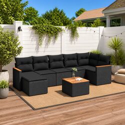 Premium 8 Piece Modular Garden Sofa Set in Black