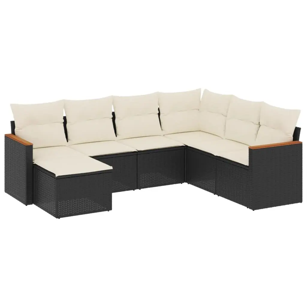 Black 7-Piece Modular Outdoor Sofa Set for Patio