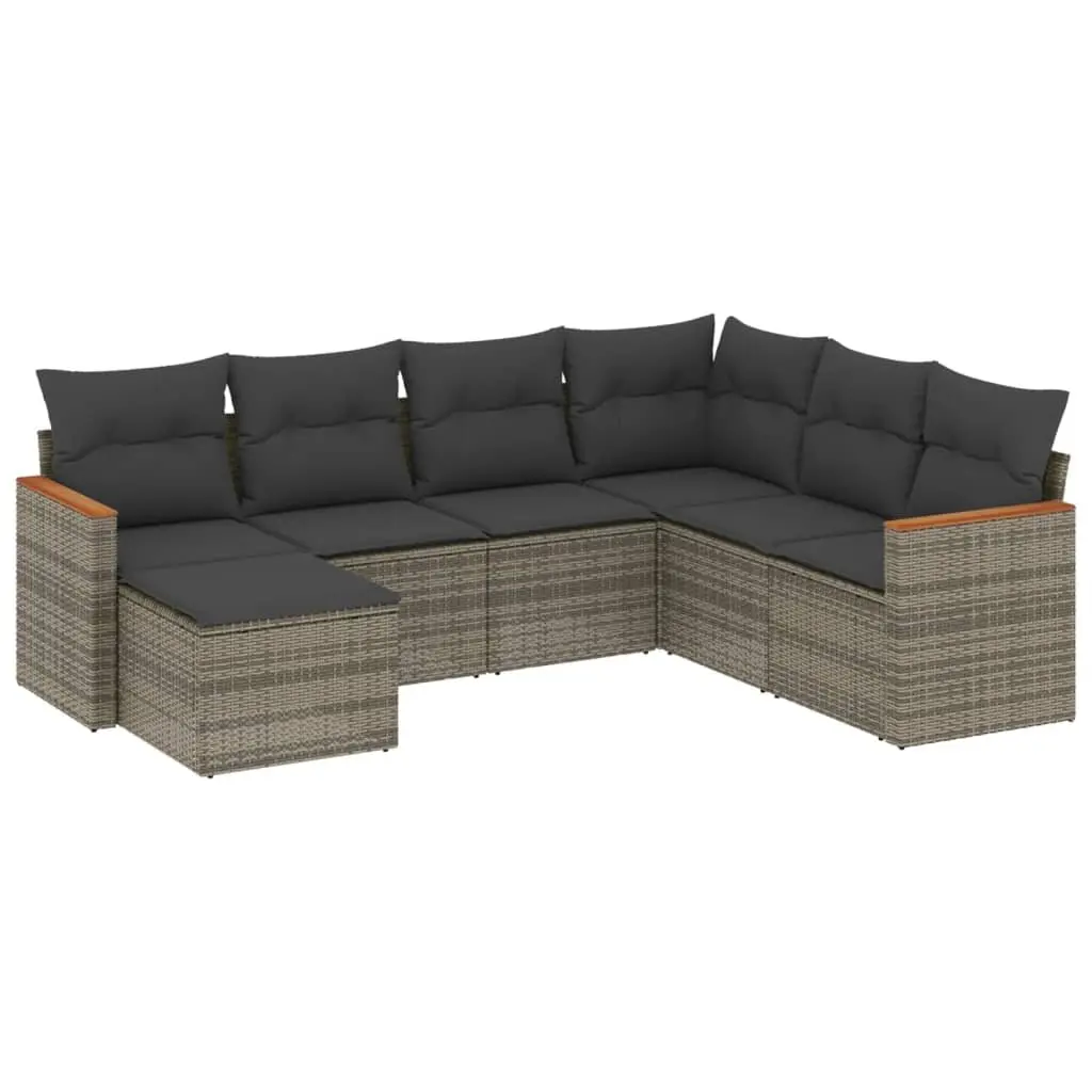 Garden Sofa Set PE Rattan 7 Piece Outdoor Furniture Patio Seating Grey