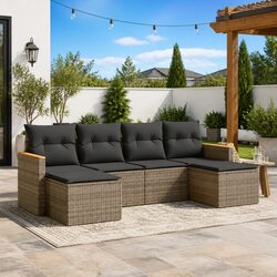 Grey 6 Piece Outdoor Modular Rattan Sofa Set