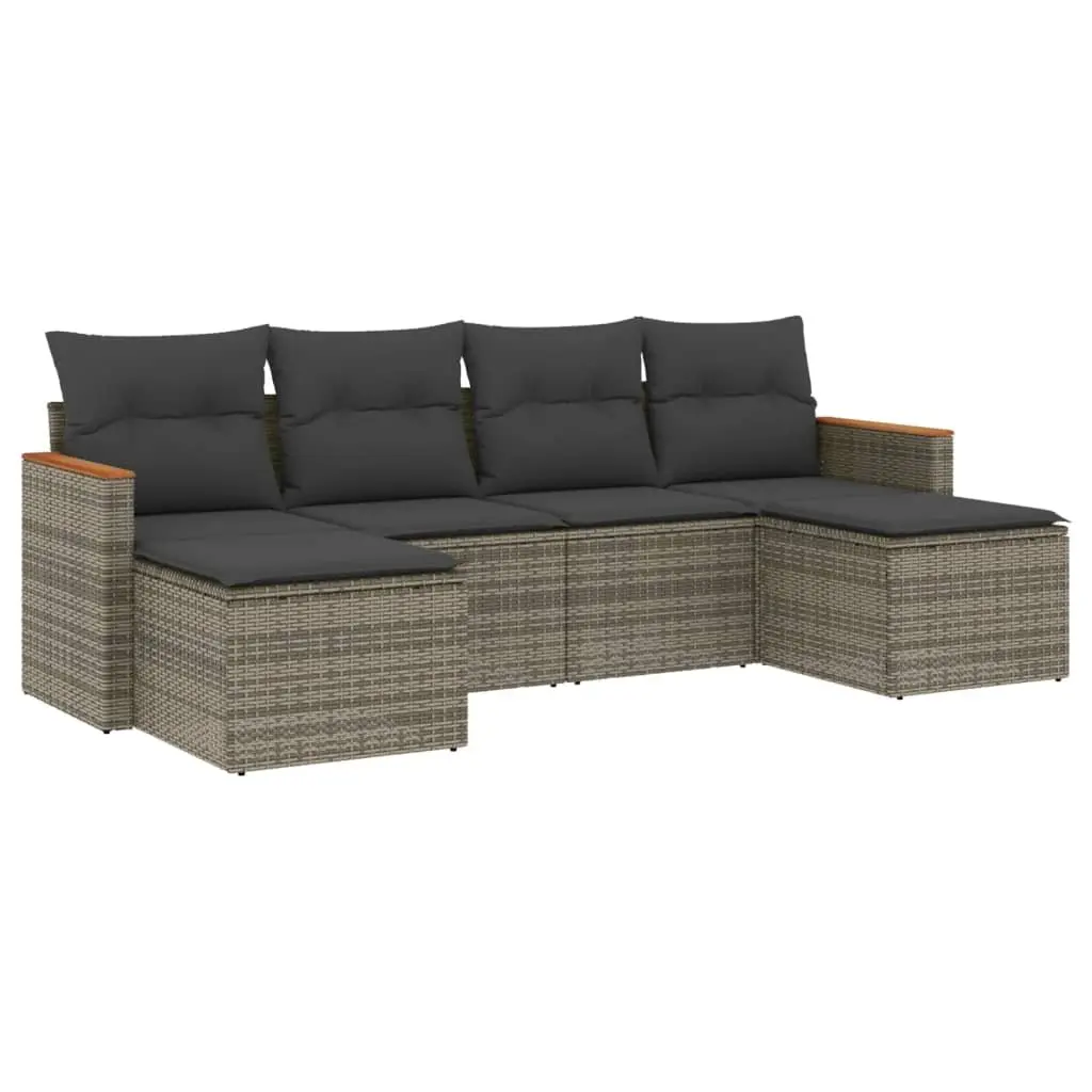 Grey 6 Piece Outdoor Modular Rattan Sofa Set