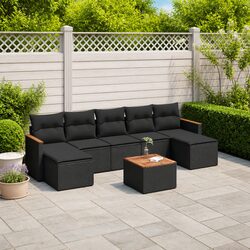 Sturdy 8 Piece Garden Sofa Set with Cushions in Black