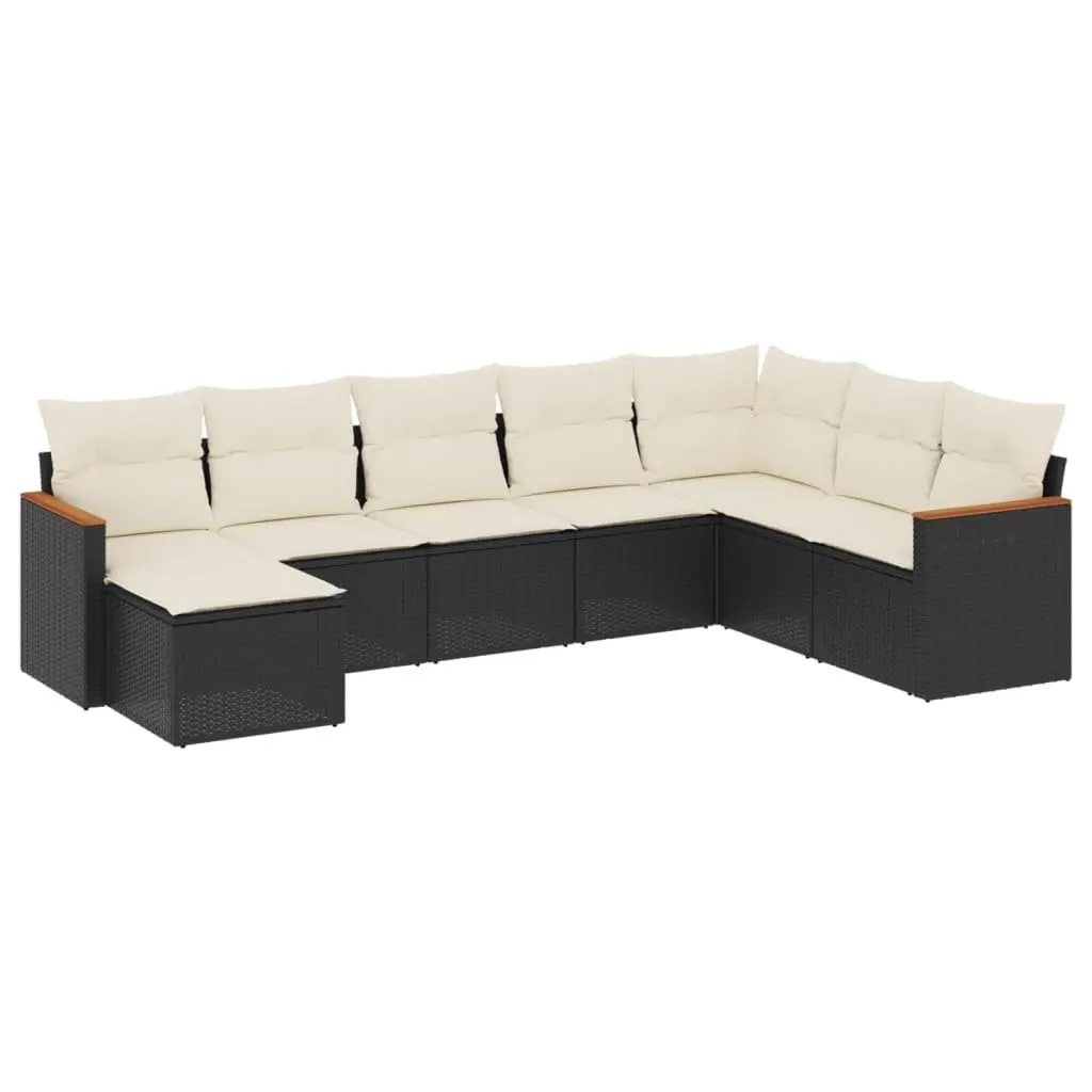Garden Sofa Set PE Rattan 8 Piece Outdoor Patio Furniture Black