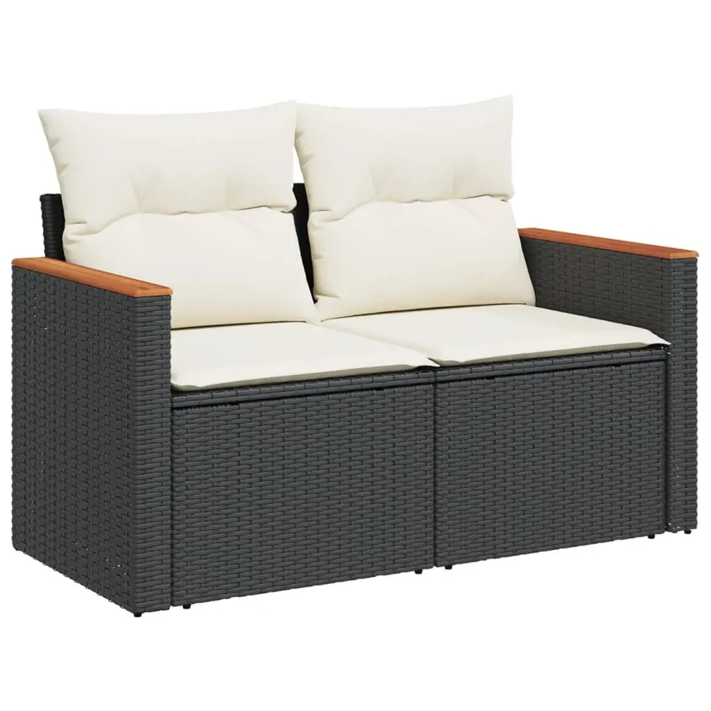 Garden Sofa Set PE Rattan 8 Piece Outdoor Patio Furniture Black
