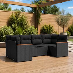 Durable 6-Piece Modular Garden Sofa Set with Cushions