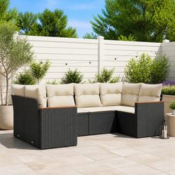 Premium 6-Piece Black Garden Sofa Set for Outdoor Comfort
