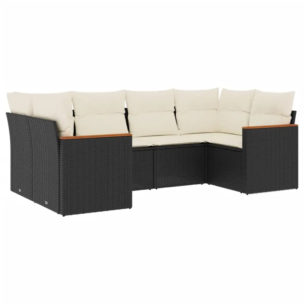 Garden Sofa Set PE Rattan 6 Piece Outdoor Furniture Patio Seating Black