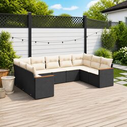 Durable Black 9-Piece Garden Sofa Set for Outdoor Living