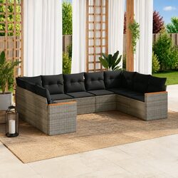 Durable 9 Piece Outdoor Modular Garden Sofa Set in Grey