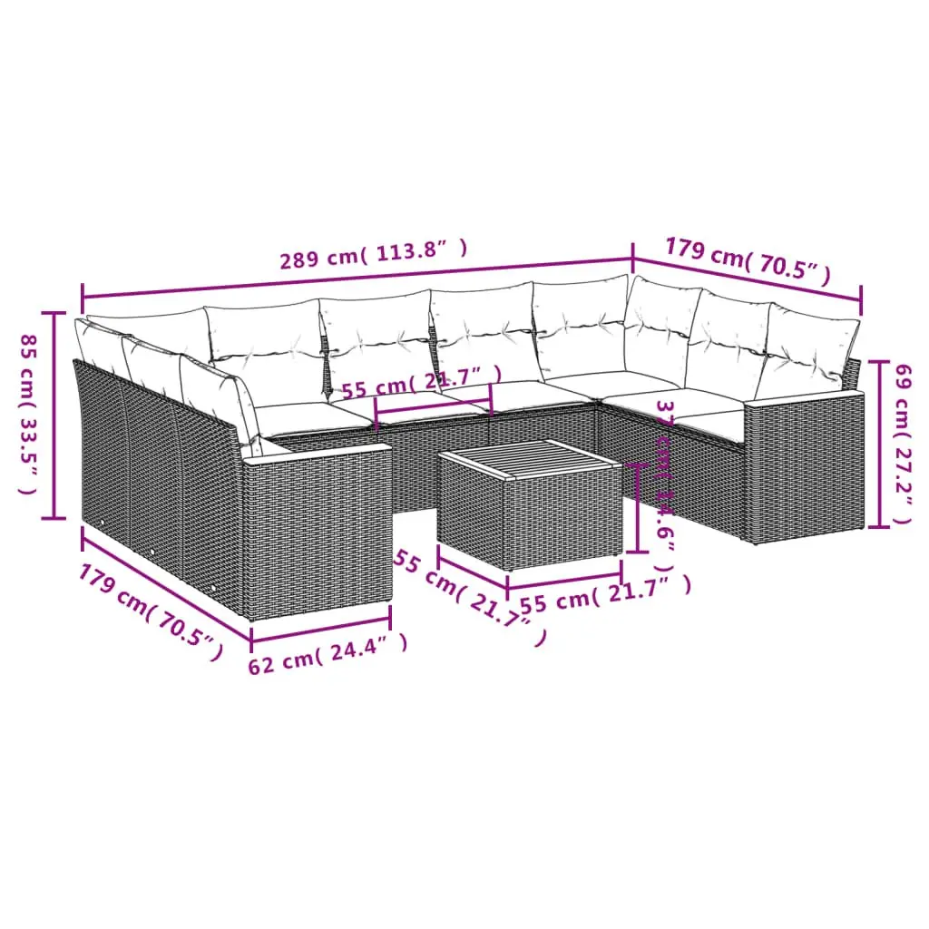Beige 10 Piece Garden Sofa Set with Durable Build