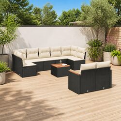 Black Modular Garden Sofa Set 10-Piece Outdoor Furniture