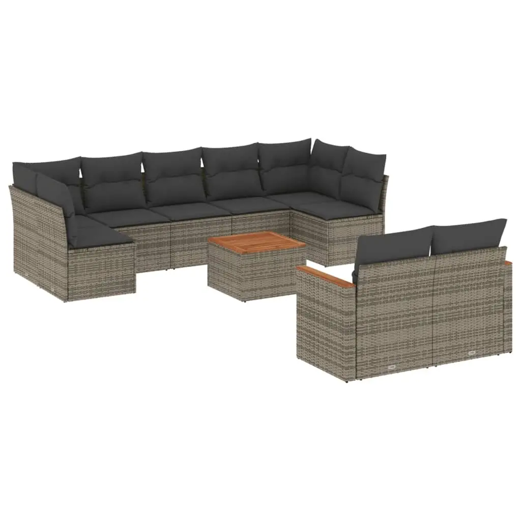 Garden Sofa Set PE Rattan 10 Piece Modular Outdoor Furniture Grey