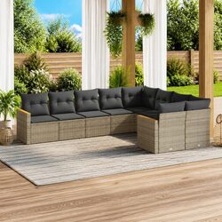 9-Piece Grey Modular Garden Sofa Set for Outdoors