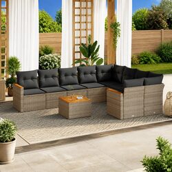 10-Piece Modular Grey Garden Sofa Set for Outdoor Spaces