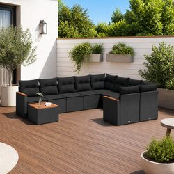 Premium 10 Piece Modular Outdoor Sofa Set in Black