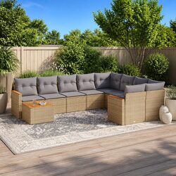 Beige 10 Piece Garden Sofa Set with Modular Design